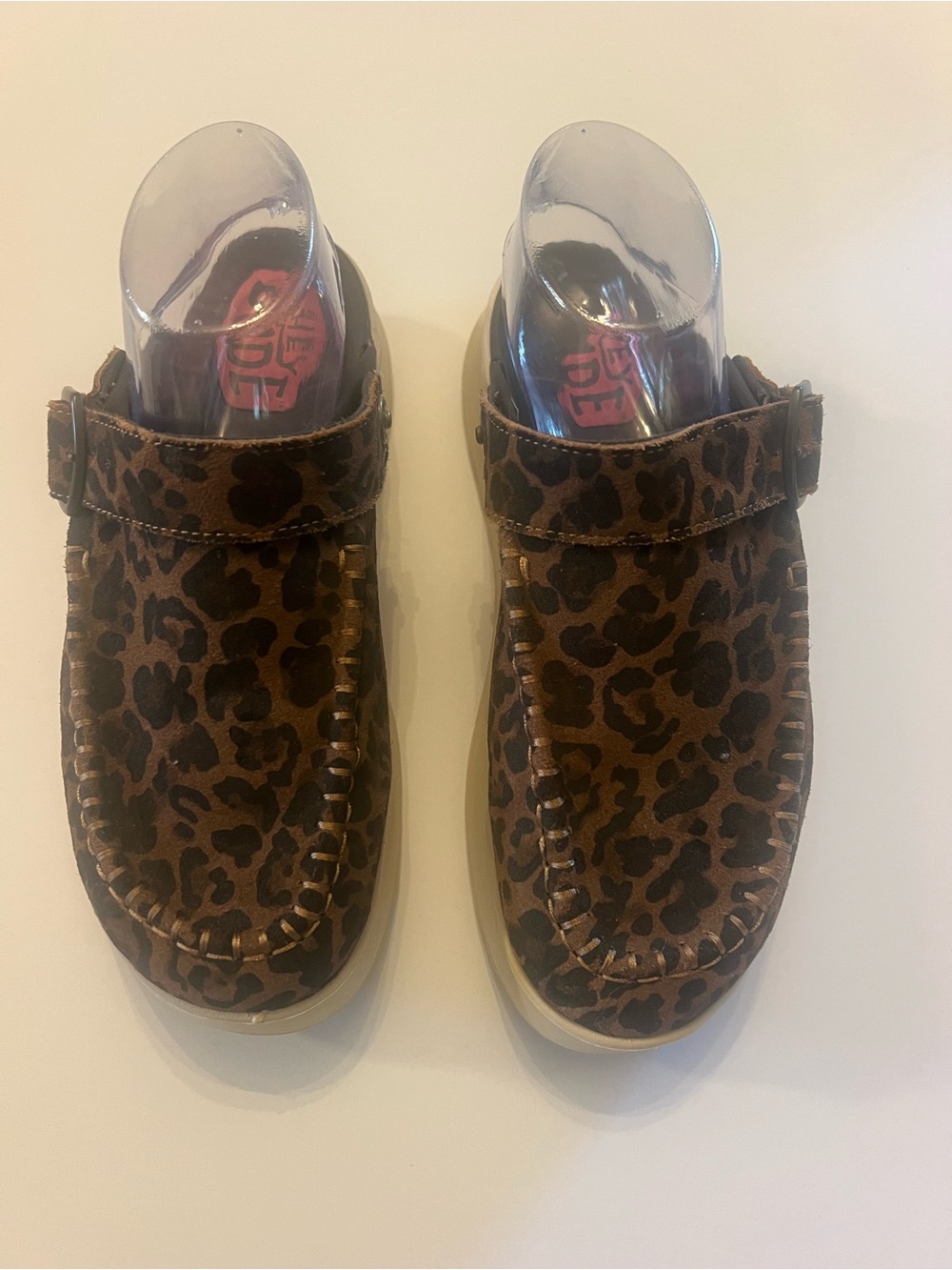 Hey Dude Leopard Print Suede Clog Mules - Brown